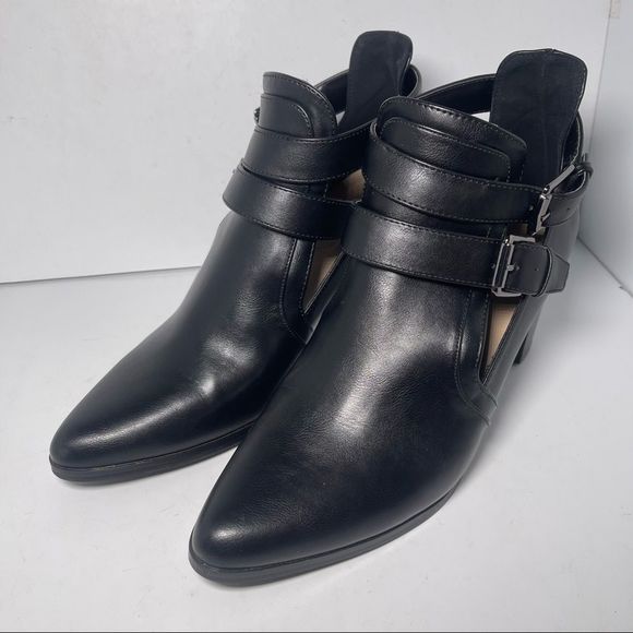 Liz Claiborne Women’s Black Leather Ankle Boots Size 9.5 - Picture 1 of 8